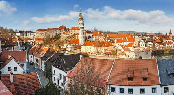 Güzel panoramik görünüm için büyük kale, Cesky Krumlov, Çek Cumhuriyeti