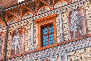 Aralık 2017, Cesky Krumlov, Çek Cumhuriyeti: Boyalı duvarlar Cesky Krumlov içinde Ortaçağ Kalesi