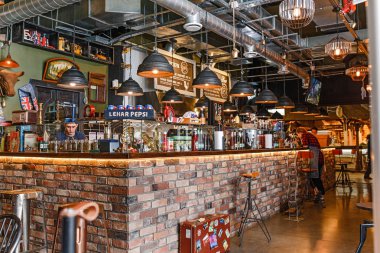 26 Şubat 2017, Ufa, Rusya Federasyonu: Burger ve snack bar ve fastfood Restoran sayaç