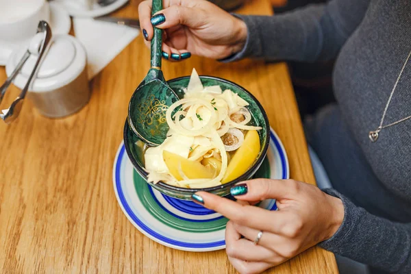 Woman eating asian traditional local cuisine soup in restaurant — Stock Image Woman eating asian traditional local cuisine soup in restaurant Royalty Free Stock Images
