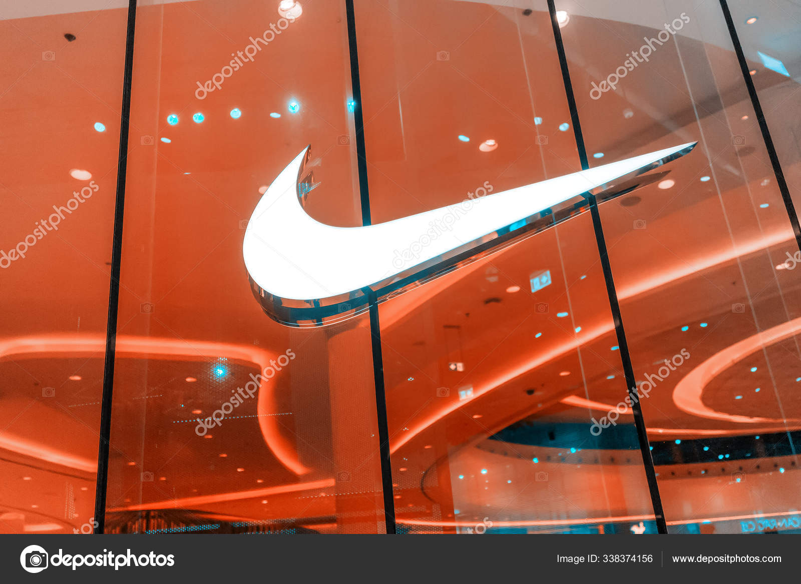 28 November 2019 Uae Dubai Mall Nike Logo Close Up At
