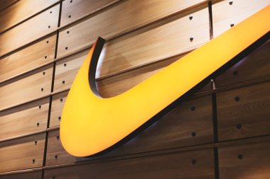 27 November 2019, UAE, Dubai Mall: Nike logo close-up at sportswear store