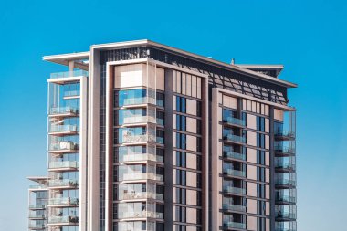 Residential apartment building architecture. Real estate in resort area