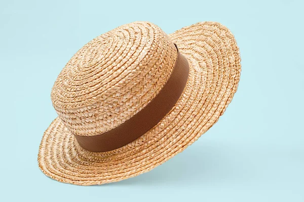 Chapeau Paille Plaisance Volant Isolé Studio Concept Vêtements Mode Accessoires — Photo