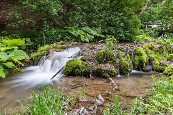 Heldere water van de kreek, watervallen. — Stockfoto