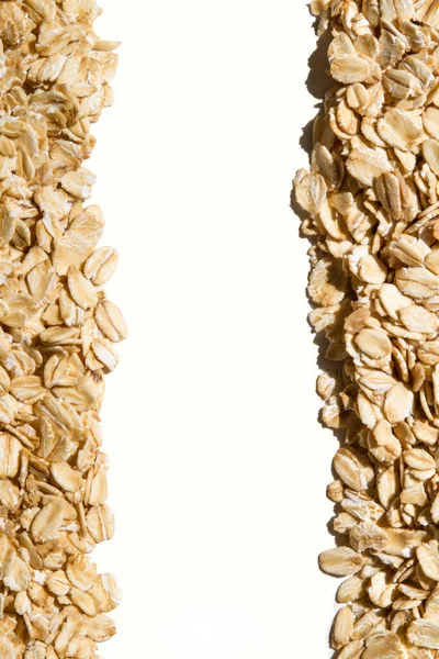 Close Dry Raw Oatmeal Flakes Oat Flakes Rolled Oats Frame — Stock Photo, Image