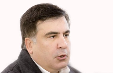 Mikhail Saakaşvili basın brifing üzerinde