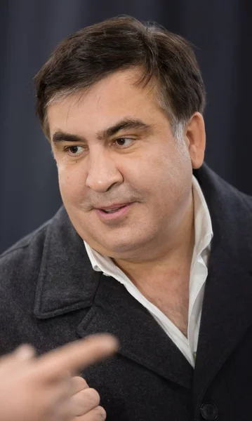 Mikhail Saakashvili op briefing voor de pers — Stockfoto