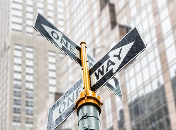 One Way Sign covered with raindrops — Stock Photo, Image