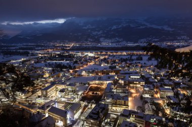 Geceleri Vaduz, Liechtenstein Üstten Görünüm