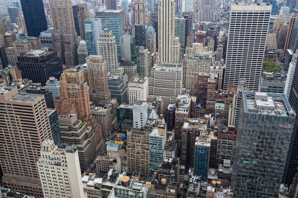 NEW YORK, USA - May 03, 2016: The streets and roofs of Manhattan. New York City Manhattan midtown view