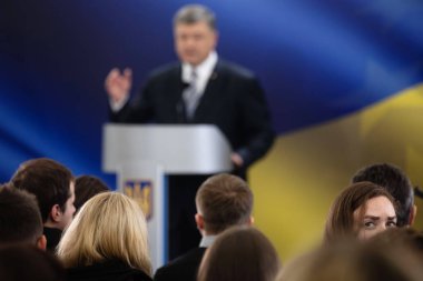 Basın toplantısında Başkan Ukrayna Petro Poroshenko