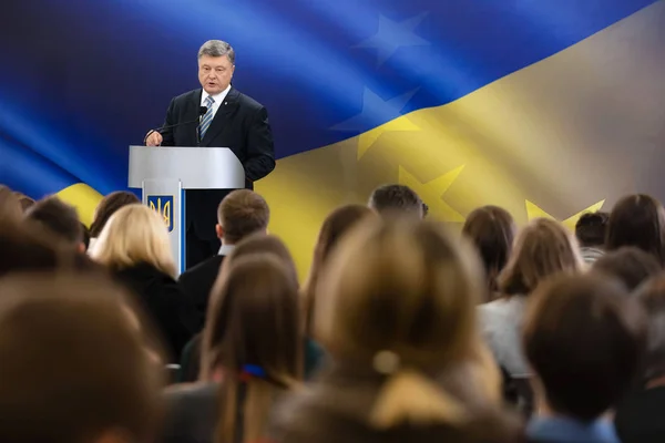 Press conference of President of Ukraine Petro Poroshenko — Stock Photo, Image
