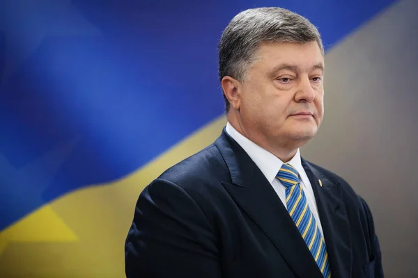 Press conference of President of Ukraine Petro Poroshenko — Stock Photo, Image