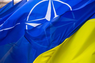 Nato ve Ukrayna ulusal bayrakları