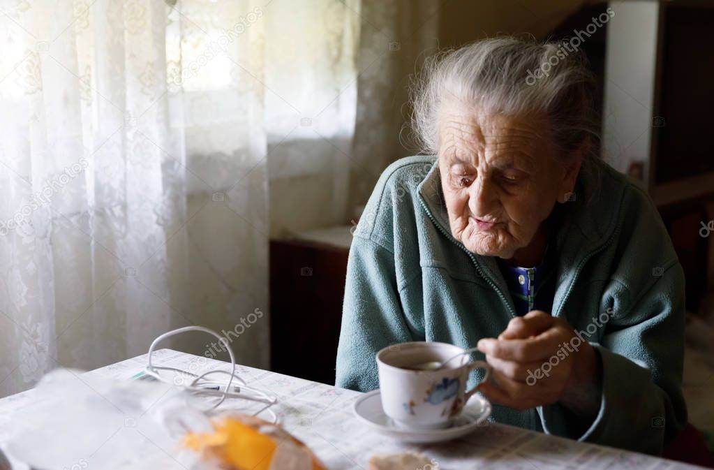 Elderly lonely woman