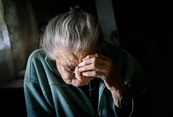 Very old tired woman — Stock Photo, Image