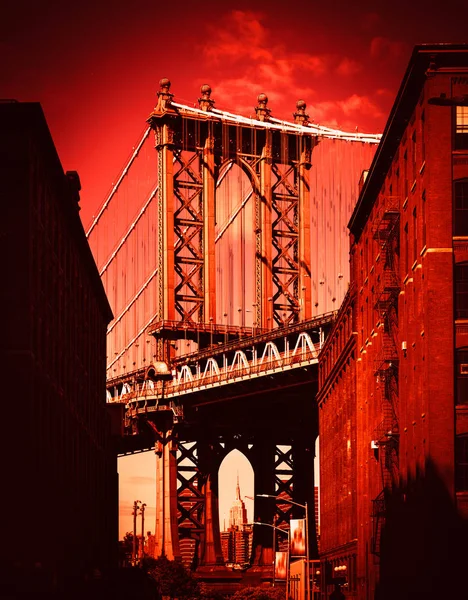 Ponte Manhattan vista de Dumbo, NYC — Fotografia de Stock