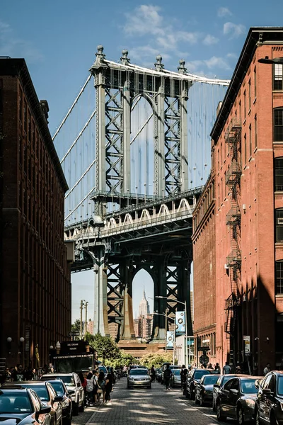 Manhattan Bridge gezien vanaf Dombo, Nyc — Stockfoto