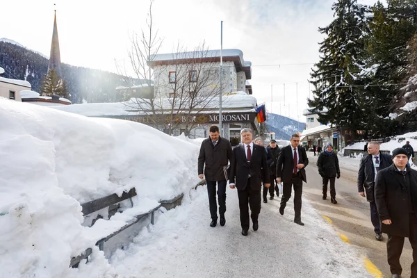 Prezident Ukrajiny Petro Porošenko v Davosu — Stock fotografie