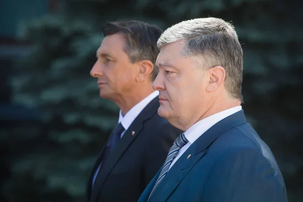 乌克兰基辅 2018年5月11日 斯洛文尼亚共和国总统博鲁特 Pahor 在与乌克兰总统在基辅会晤时的 Poroshenko — 图库照片