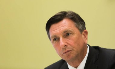 Kiev, Ukrayna - 11 Mayıs 2018: Başkan, Cumhuriyeti, Slovenya Borut Pahor bir toplantı sırasında Kiev Ukrayna Petro Poroshenko Başkan ile