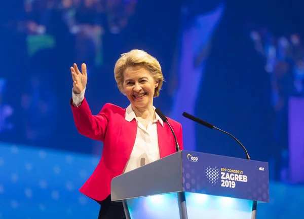 Ursula von der Leyen durante il Congresso del PPE a Zagabria — Foto Stock