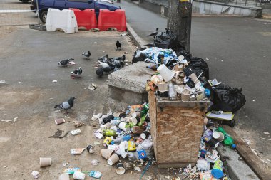 Kyiv sokaklarında çöp yığınları.