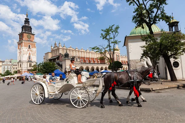 Krakau Polen Jul 2013 Schöne Architektur Des Alten Krakau Pferdekutschen — Stockfoto