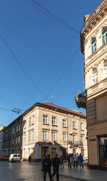Lviv Ucrania Octubre 2018 Escena Callejera Lviv Calles Arquitectura Antigua — Foto de Stock
