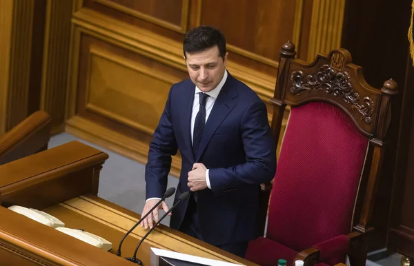 Kiev Ukraina Mars 2020 President Ukraina Volodymyr Zelensky Sessionen Verkhovna — Stockfoto