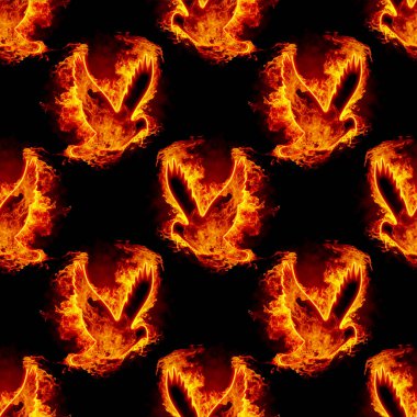 Kusursuz Phoenix Ateş Kuşu geçmişi. Siyah arkaplanda yanan kuş silueti