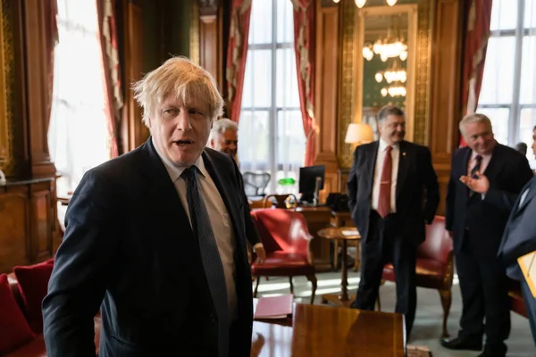 London Apr 2017 Working Moments Meeting Boris Johnson President Ukraine — Stock Photo, Image