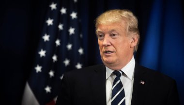 NEW YORK, ABD - 21 Eylül 2017: Ukrayna cumhurbaşkanıyla New York 'ta yaptığı görüşmede ABD Başkanı Donald Trump