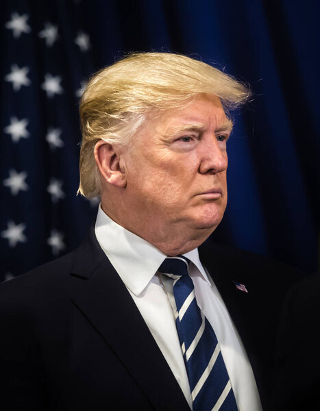 NEW YORK, USA - Sep 21, 2017: President of the United States Donald Trump during a meeting with the president of Ukraine in New York