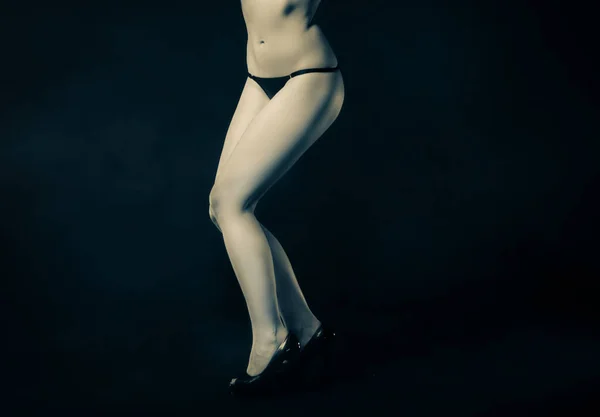 Elegant Woman Beauty Concept Half Naked Woman Posing Studio — Stock Photo, Image
