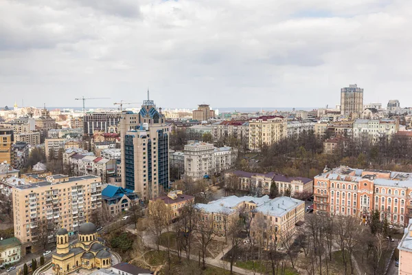 Kiev Oekraïne Apr 2020 Luchtfoto Van Daken Straten Van Stad — Stockfoto