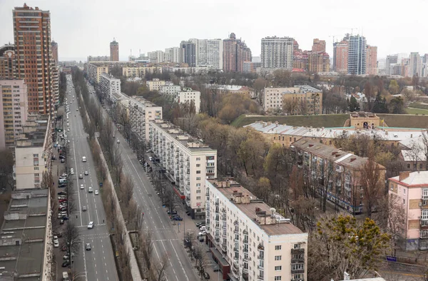 Kiev Ucrania Abril 2020 Vista Aérea Los Tejados Calles Ciudad — Foto de Stock