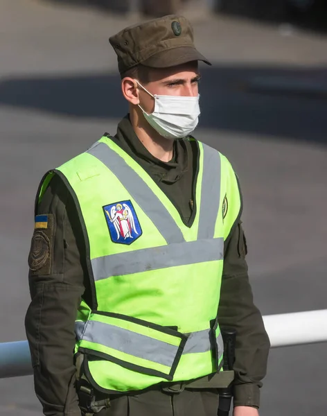 Kiev Ucraina Apr 2020 Guardia Nazionale Polizia Pattuglia Dell Ucraina — Foto Stock