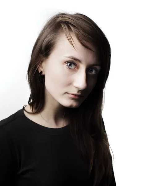 Glad Tonårstjej Mode Porträtt Och Människor Koncept Porträtt Ung Känslomässig — Stockfoto