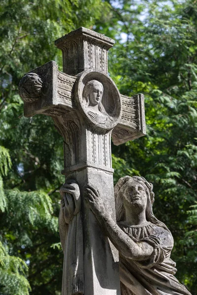 National Memorial Museum Lychakiv Kyrkogård Lviv Ukraina Gammal Staty Graven — Stockfoto