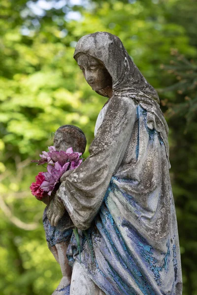 National Memorial Museum Lychakiv Kyrkogård Lviv Ukraina Gammal Staty Graven — Stockfoto