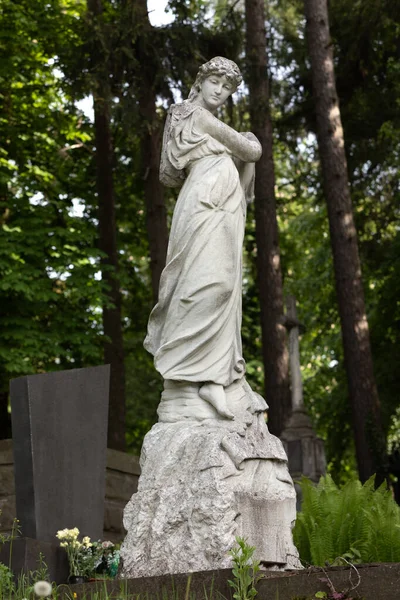 Museo Nazionale Memoriale Lychakiv Cimitero Leopoli Ucraina Vecchia Statua Sulla — Foto Stock