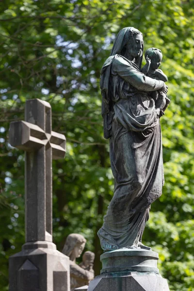 National Memorial Museum Lychakiv Kyrkogård Lviv Ukraina Gammal Staty Graven — Stockfoto