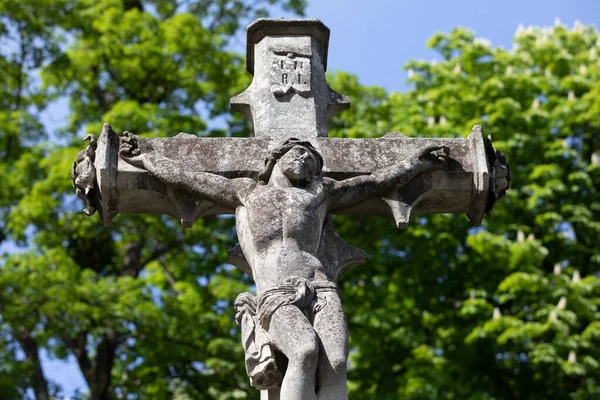 National Memorial Museum Lychakiv Kyrkogård Lviv Ukraina Gammal Staty Graven Stockfoto