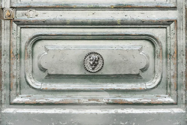 Πόμολο πόρτας κεφάλι λιονταριού, εκλεκτής ποιότητας λευκό πόρτα, εξωτερικό — Φωτογραφία Αρχείου