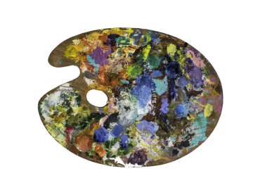 Sanatçı çeşitli renkler beyaz arka plan üzerinde izole paletle. Kırpma yolu ile.