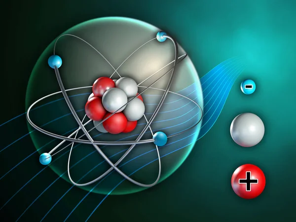 Atom ve onun bileşenlerinin — Stok fotoğraf