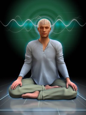 Genç adam meditasyon yapıyor.