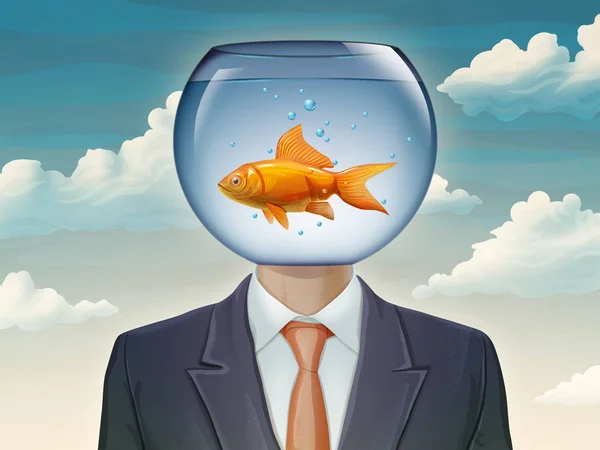 Goldfish and businessman — Stock Photo, Image